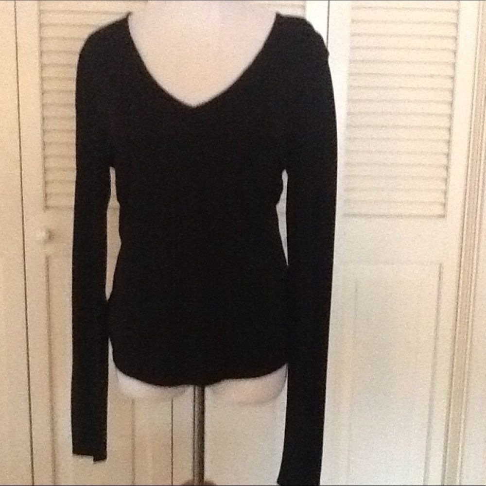 Women's V-neck Black Tahari Blouse